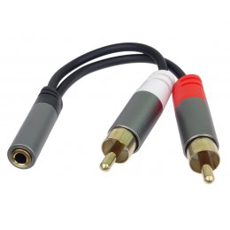 PremiumCord HQ Kabel Jack 3.5mm Female - 2x CINCH Male 15cm