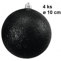 Europalms Vánoční dekorační ozdoby, 10 cm, černá se třpytkami, 4 ...