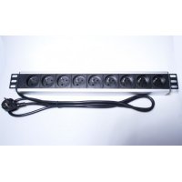 PremiumCord Panel napájecí do 19" racku 1U, 9x230V, 2m kabel