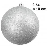 Europalms Vánoční dekorační ozdoby, 10 cm, stříbrná se třpytkami,...