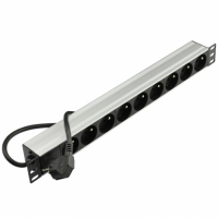 ZAPERO Zásuvková lišta 19"-1U stříbrná, 9x230V