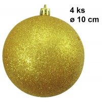 Europalms Vánoční dekorační ozdoby, 10 cm, zlaté se třpytkami, 4 ...