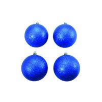 Europalms Vánoční dekorační ozdoby, 10 cm, modré se třpytkami, 4 ...