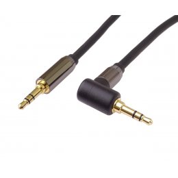 PremiumCord HQ stíněný kabel stereo Jack 3.5mm - Jack 3.5mm zahnutý...
