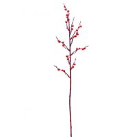 Europalms Větvička s bobulemi, červený glitter, 85 cm, 3ks