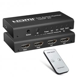 PremiumCord HDMI switch 2:2 , 4K@60Hz, 1080p s dálkovým ovladačem